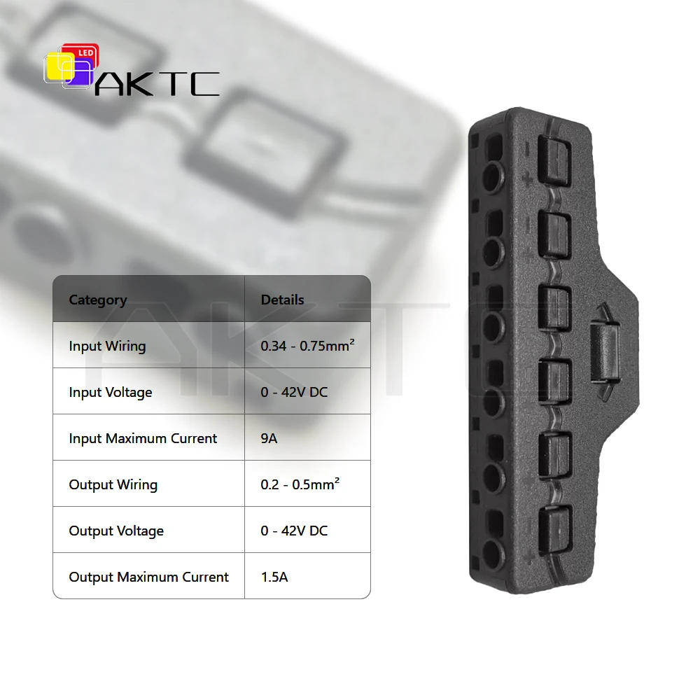 New Low Voltage 1 to 6 Ports Out Line Splitter Quick Connect Distribution Block for LED Strip Lighting Connection Terminal Black