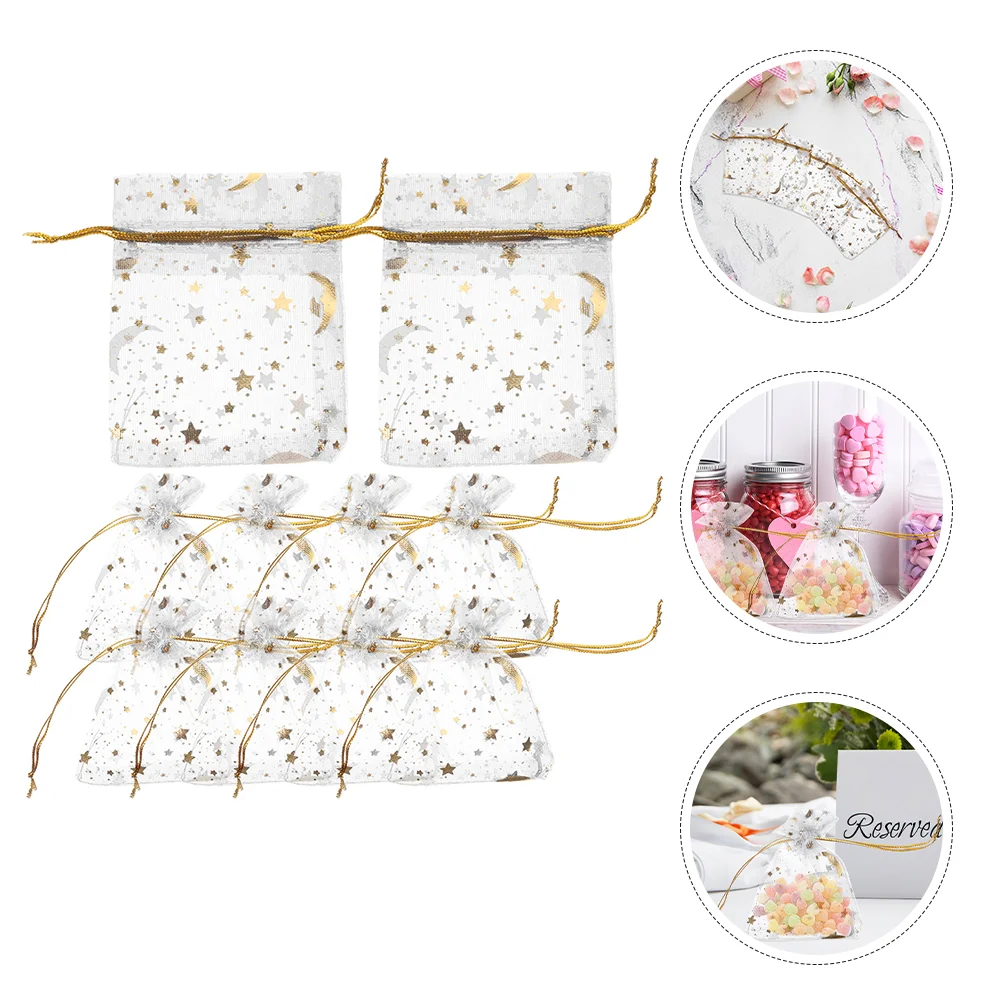 

50 Pcs Bag of Candy Small Mesh Bags Drawstring Gift Size Favor Shopping Storage Party