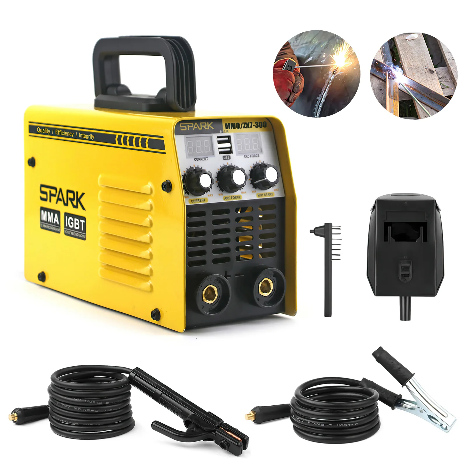 Máquina de Soldar MMA-250, Pantalla Digital Dual y Puertos USB Dobles, para Acero, Aluminio y Acero Inoxidable, Soldador de Arco Portátil para Bricolaje