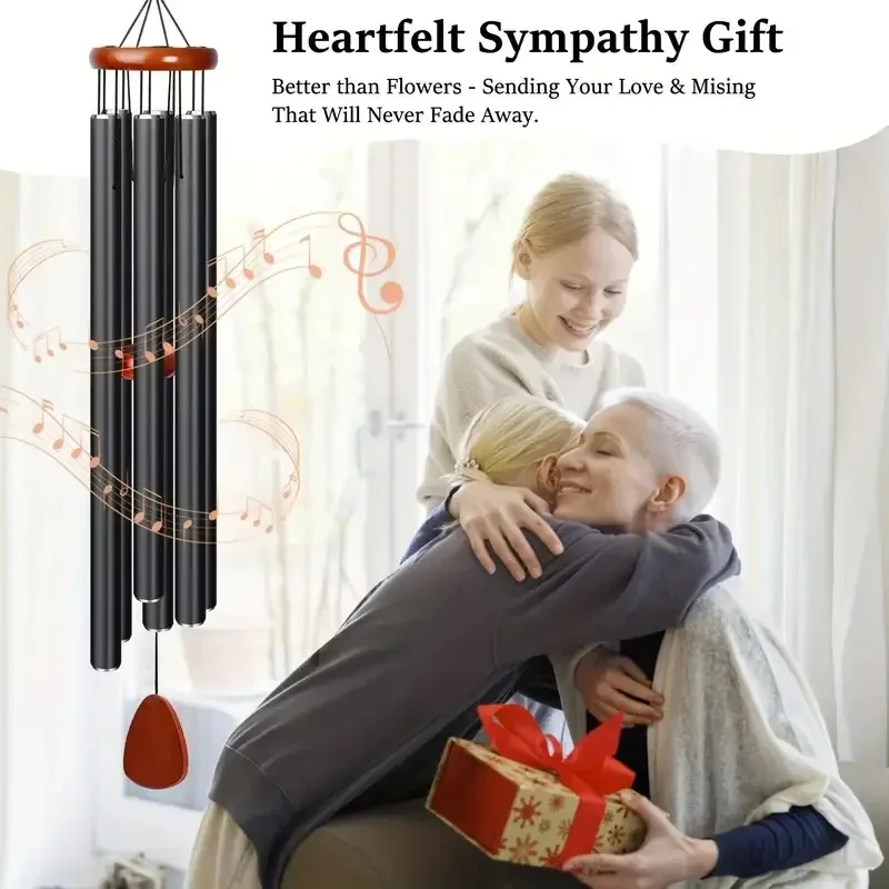 1pcs 37 Inch 6-Tube Aluminum Wind Chime - Metal Wind Bell Hanging Ornament, Creative Gift for Home Garden Decoration
