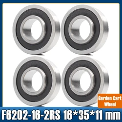F6202 Wheelbarrow Bearing 16*35*11 mm ( 4 PCS ) Push truck Garden Trolley 16 Garden Cart Wheel Flange Ball Bearings