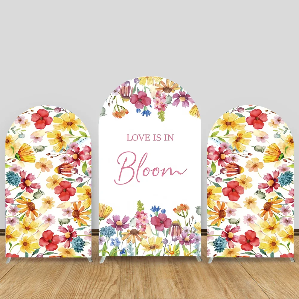 Flower Arch Backdrop Cover Custom Text Wedding Birthday Party BabyShower Colorful Background Wall Decortion Props Elastic Fabric