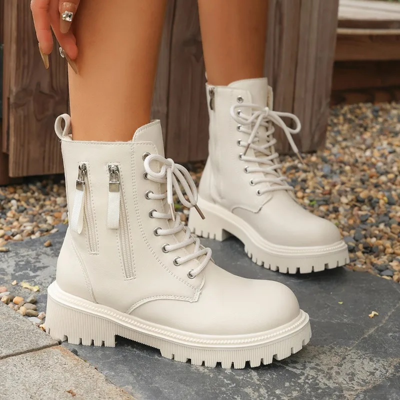 

Brand New Women's Casual Solid Color PU Waterproof Ankle Boots Brand Designer Winter High Quality Chelsea Boots Large Size