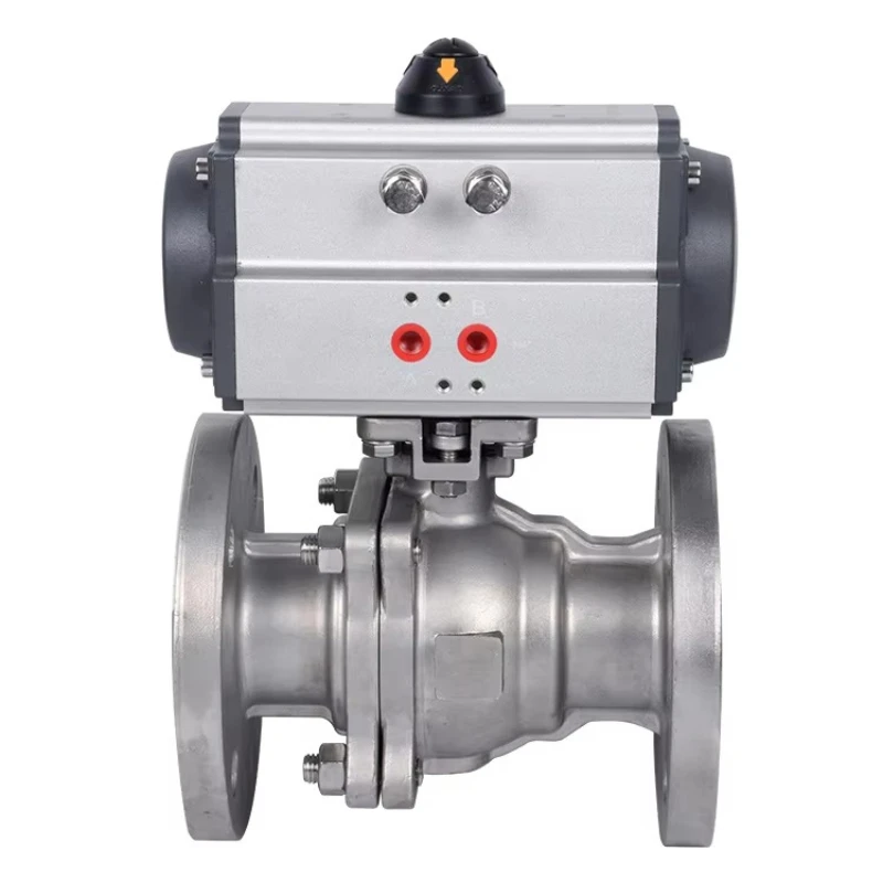 Dn25 or 6-inch stainless steel flanged 2pc ball valve with pneumatic actuator