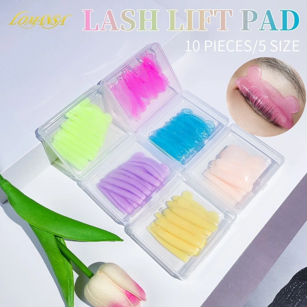 Lomansa 5 أزواج U حليقة سيليكون رمش بيرم منصات لزجة جلدة قضيب درع رفع ثلاثية الأبعاد رمش بكرة الشعر اكسسوارات ماكياج أداة #1