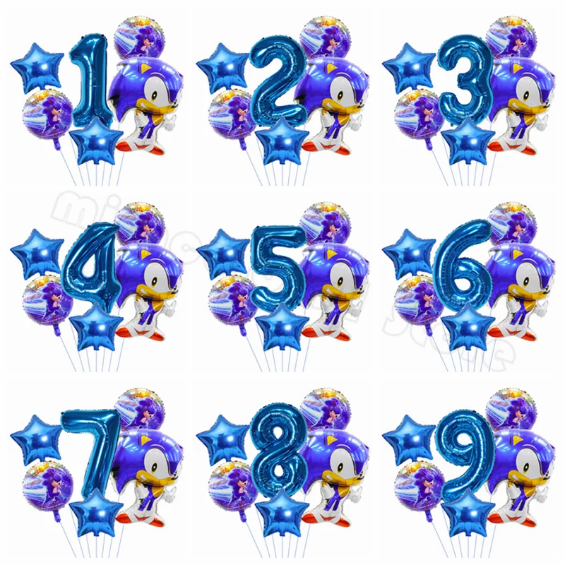 Sonic-globo de cumpleaños para Baby Shower de 0 a 9 años, muñeco móvil de erizo, globo de papel de aluminio, suministros de decoración para fiesta infantil