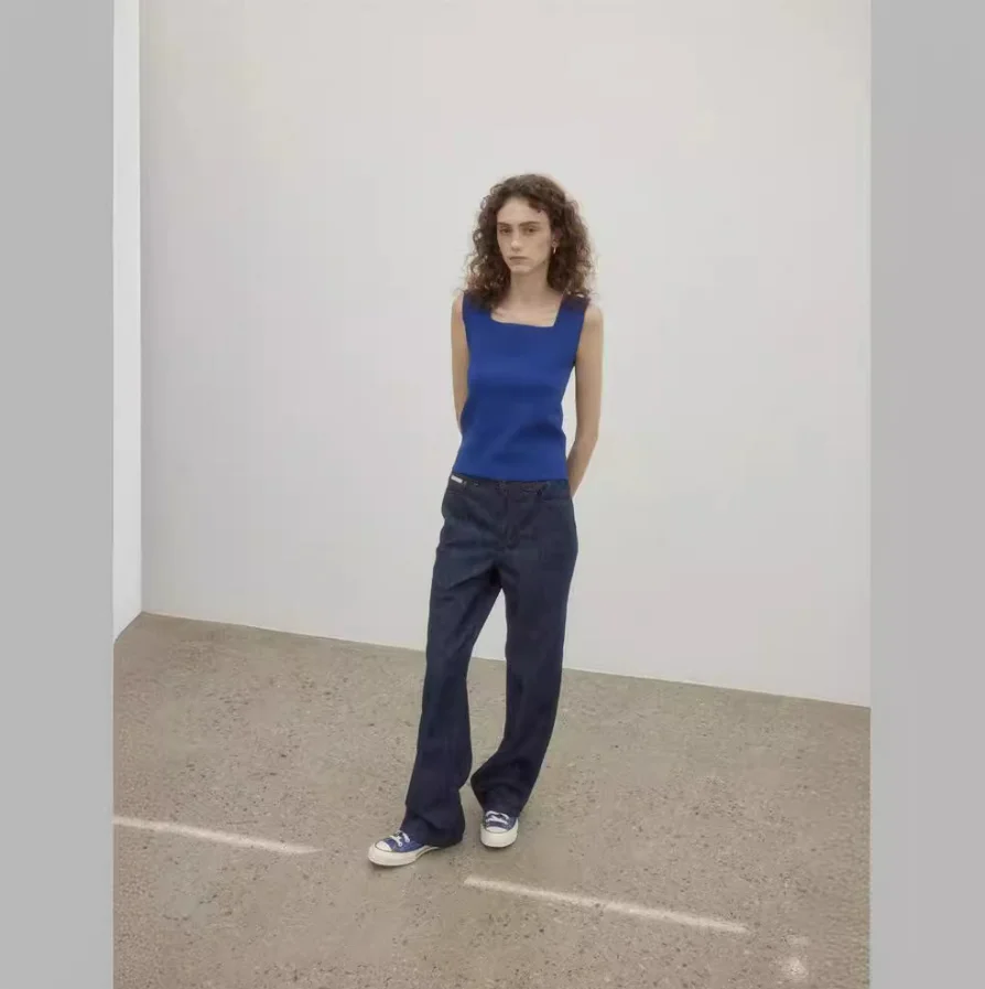 Slim Fit couleur Pure col carré tricoté gilet été 2025 coréen décontracté Sle femmes Faion mince matériel modèle