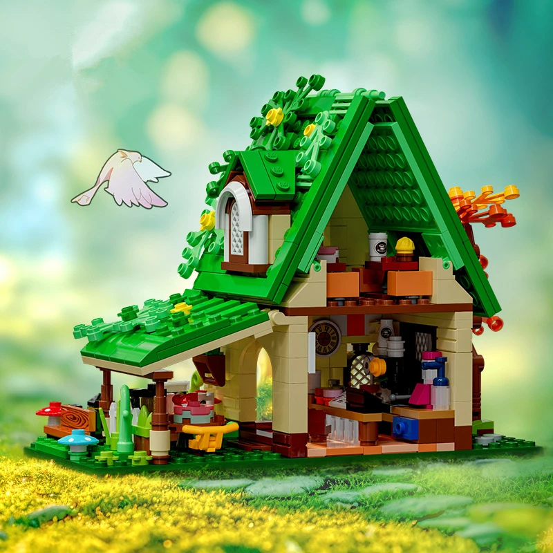 Dream House Fairy Tale Cafe Gardens Forest Cottage Building Blocks Classic Model Mini Bricks Sets Kids Kits