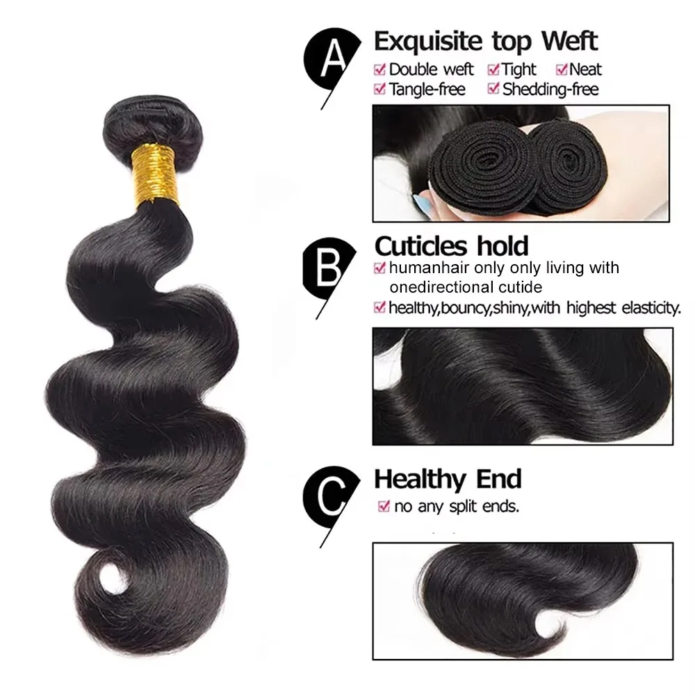 30 38 Inch Body Wave 1 3 4 5 Bundles Brazilian Remy Virgin Human Hair Wavy Double Bundles Weave Extensions