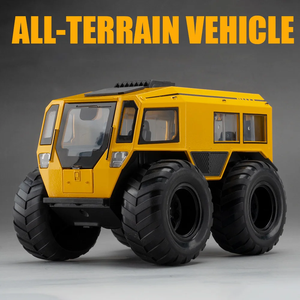 1:24 Scale Sherp All-terrain Car Model Toy Metal Diecast Sound Light Pull Back Shock Absorption Off Road Vehicle Gifts for Kids