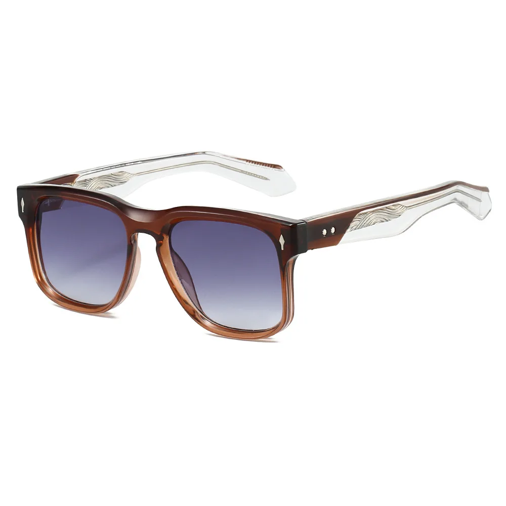 Kacamata Retro Persegi Pria Wanita Dekorasi Panah Mewah Pelindung Matahari Inti Logam CP Asetat Kacamata Mengemudi UV400