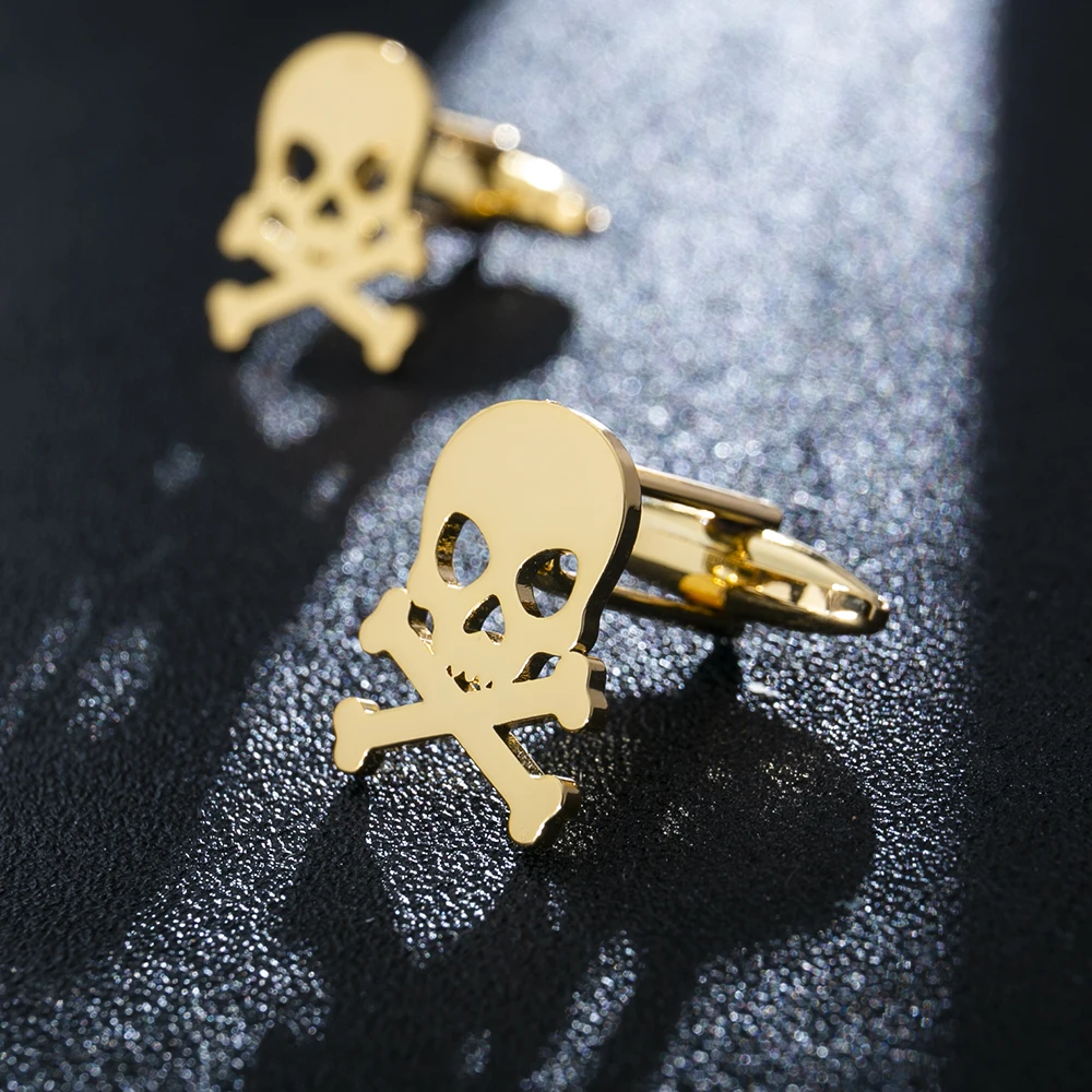 Stainless Steel Punk Pirate Skull Cufflinks Vintage Viking Skeleton Mens Cufflinks for Shirts Personality Rock Party Accessories