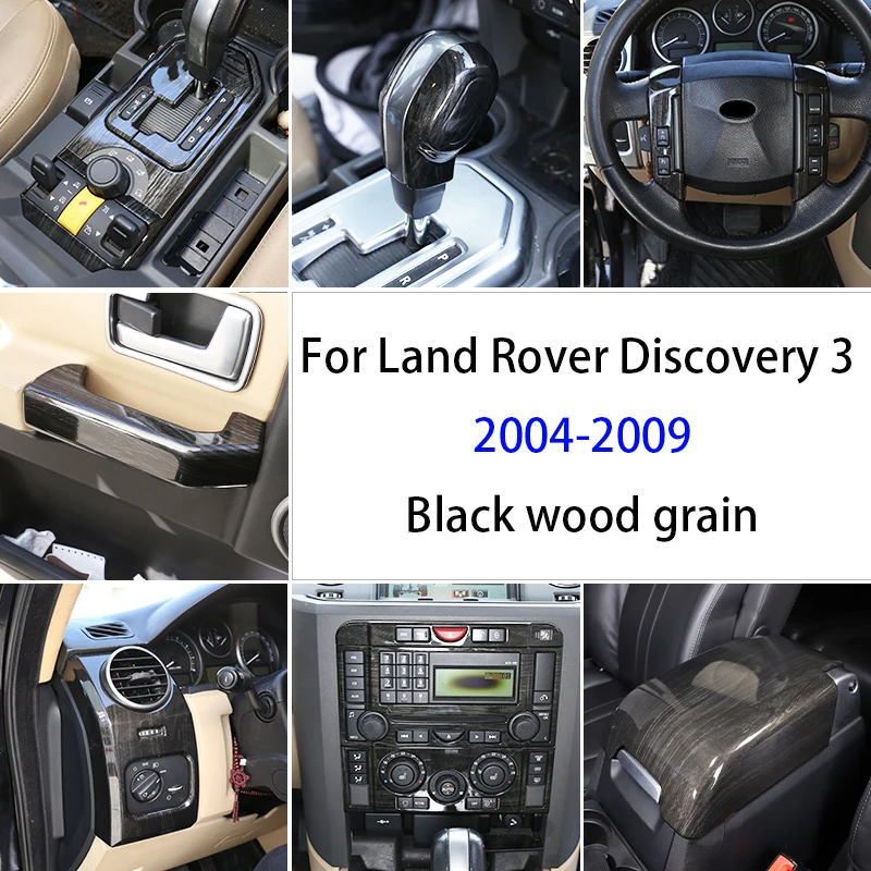 

ABS Black Wood Grain Center Console Decoration Cover Trim For Land Rover Discovery 3 LR3 2004-2009 Car Interior Accessories
