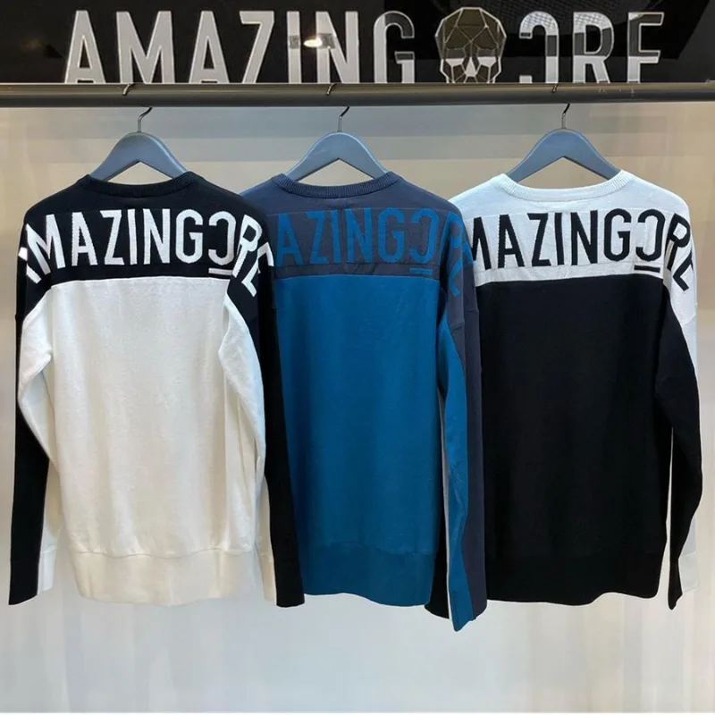 

Men's New Knitted Sweater Autumn and Winter Warm Fashion Golf Wear Personality All-match Pullover