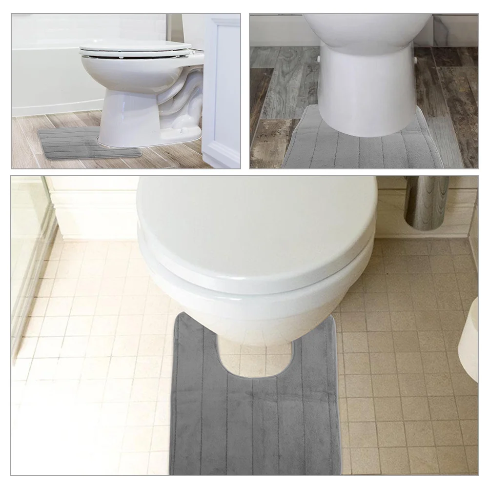 2 Pcs Slow Rebound Floor Mat Shape Toilet Seat Square Soft Close White Rug Closestool Bathroom Doormat Shaped