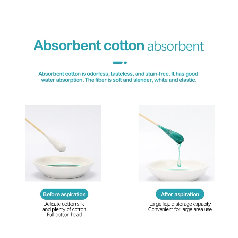 مسحة قطنية يمكن التخلص منها لتطهير الجروح ، عصا قطنية ، أداة تنظيف الأنف والأذن ، رأس كبير معقم ، ماكياج طويل ، 20 *