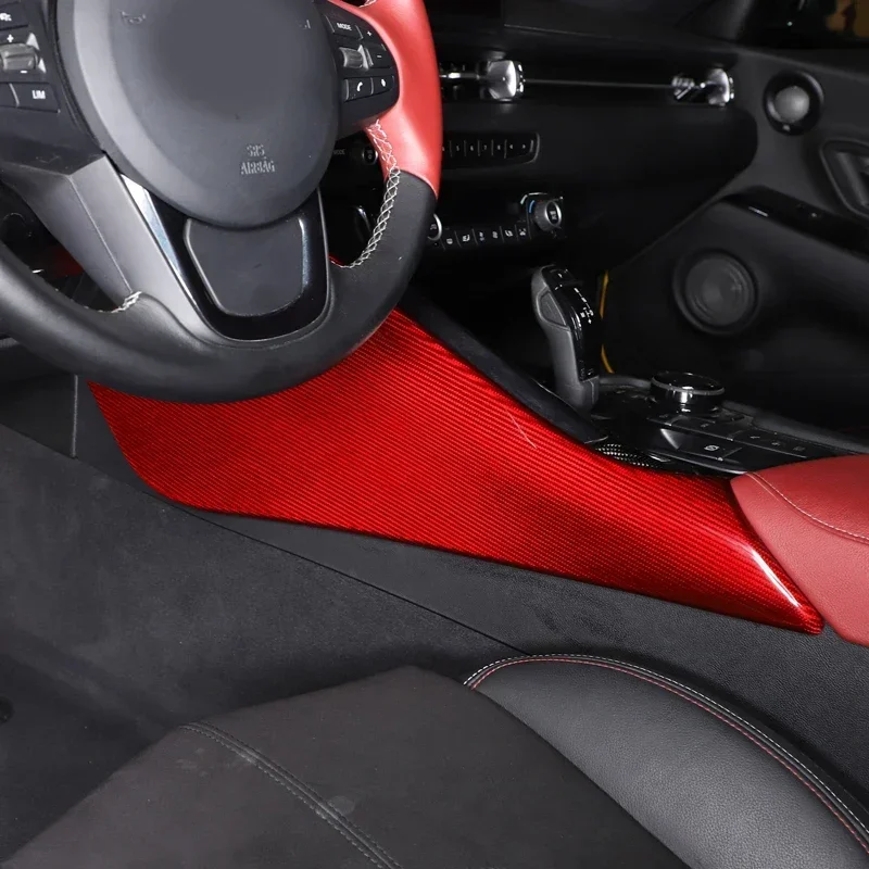 لتويوتا GR Supra A90 A91 ريال ألياف الكربون الجافة 19-2022 سائق الركبة وسادة غطاء لوحة ملصق مزخرفة الملحقات الداخلية