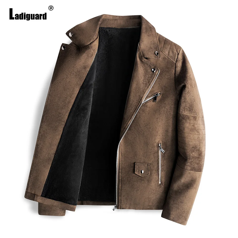 Mens Fashion Multi Zipper Suede Leather Jackets 2024 European Style Motorcycle Jacket Winter Warm Coats Men Basic Tops Outerwear