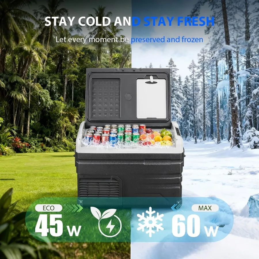 ثلاجة سيارة محمولة 12 فولت مبرد سيارة مع ضاغط سريع تبريد للتخييم ورحلات الطريق ثلاجة كهربائية 42 كوارت لـ C