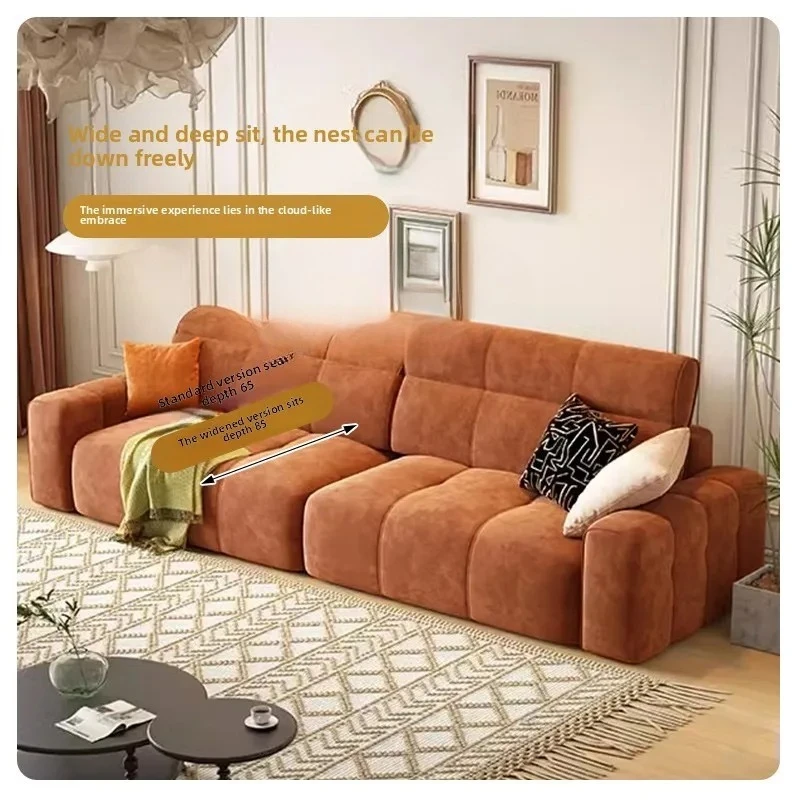 

XL retro high backrest snow petal chenille fabric sofa home adjustable head rest straight row