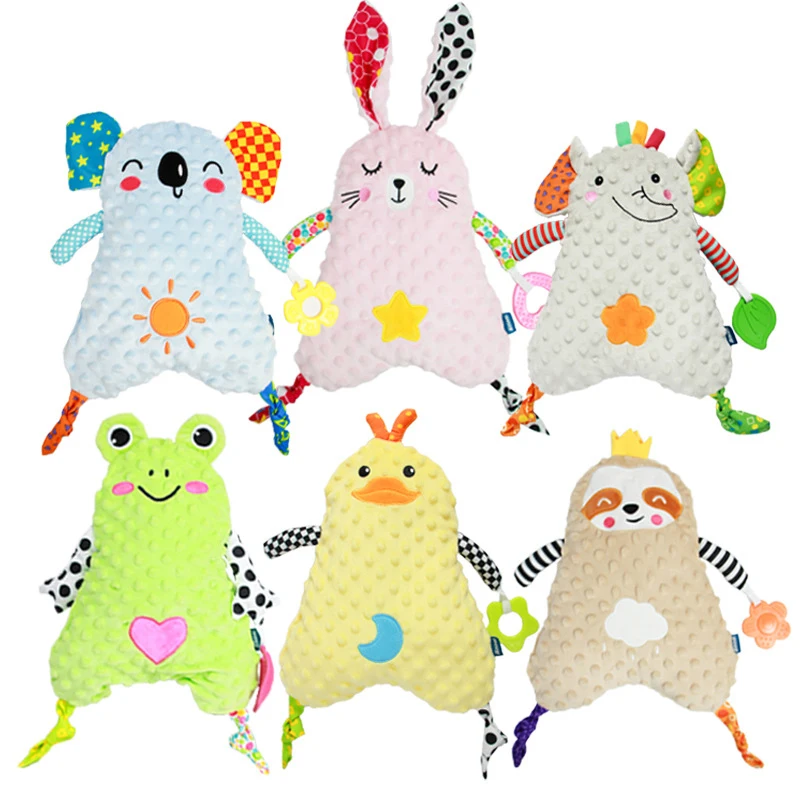 Jouets en peluche doux pour bébé, serviette en peluche Security ase, jouets de couchage pour bébés, hochets, animaux, couette, 0 à 12 mois