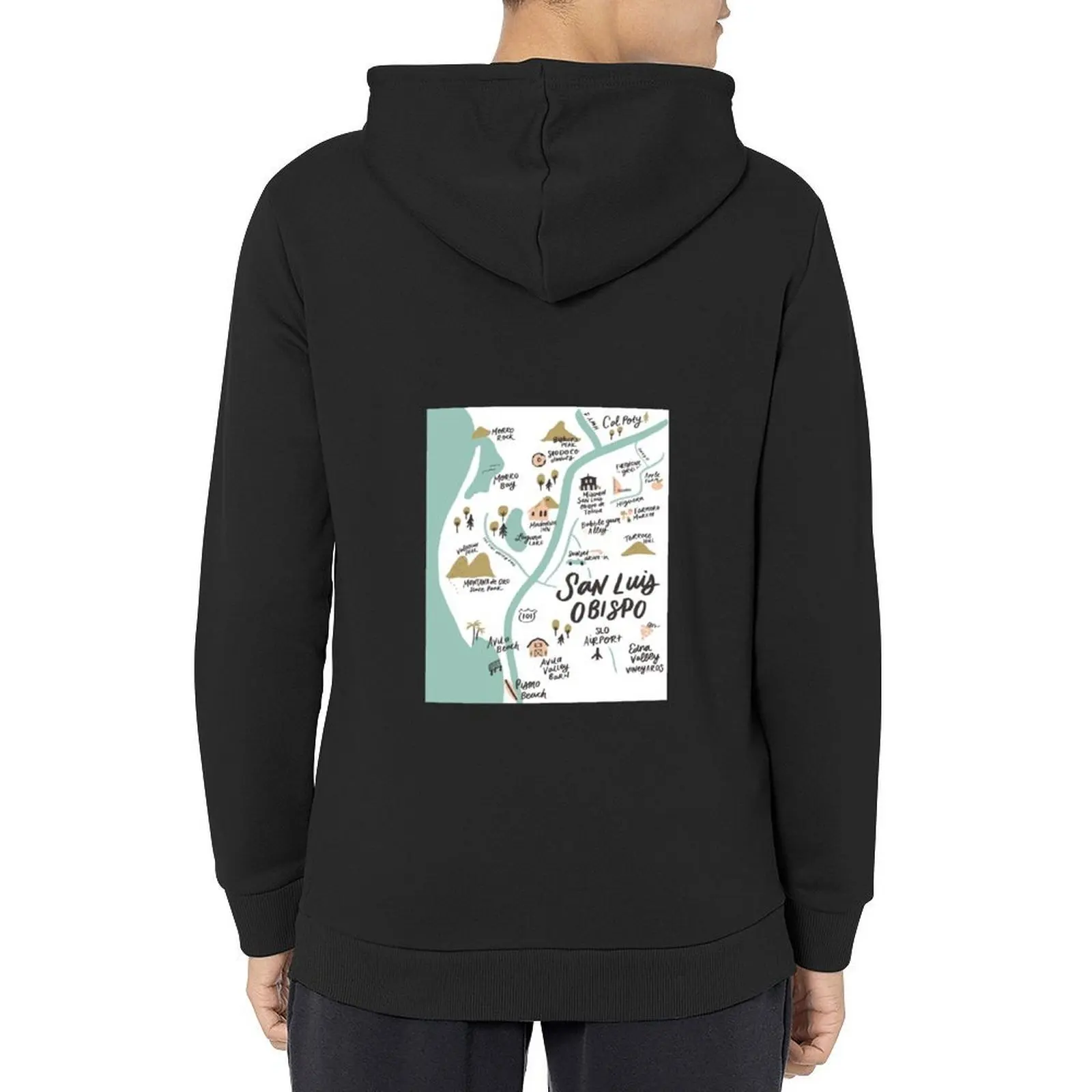 

San Luis Obispo Map Hoodie mens clothing men's sweat-shirt set autumn clothes japanese style men's hoodie sweatshirt