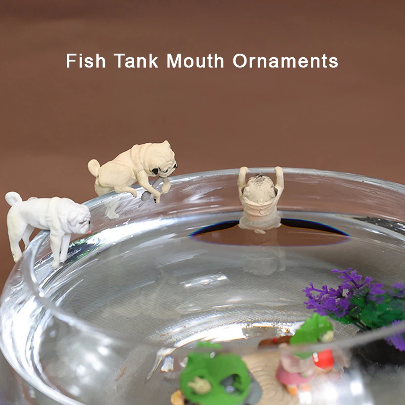 Creative Aquarium Fish Tank Simulation Dog Ornaments Resin Cartoon Climbing Dogs Pendant Fish Tank Wall Landscaping Decor