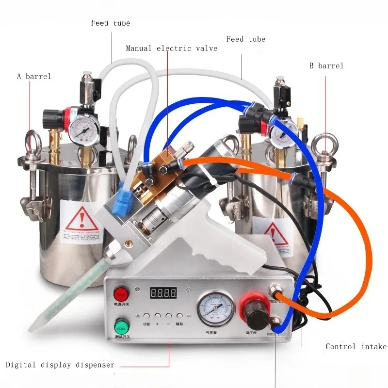 Dual-Component AB Glue Dispenser Set | Stainless Steel Pressure Mixing & Filling Tool