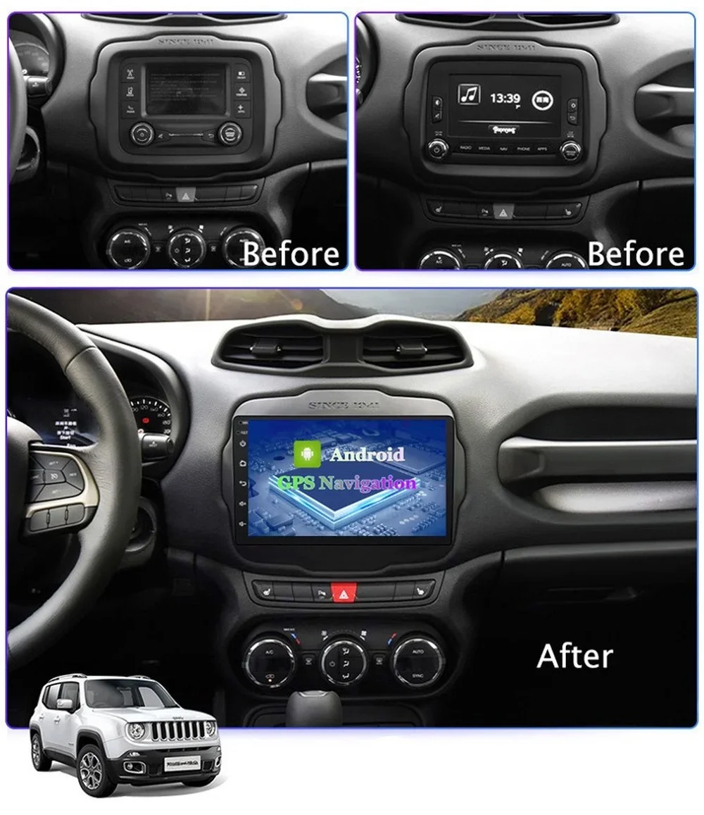 6G+128G Android Car GPS Navigation For JEEP Renegade 2016- With Mirror Link Wifi 4G DSP CARPLAY Backup Camera Support USB DVR