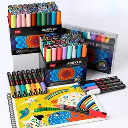 12/60 Colors Acrylic Marker Rock Painting Kit for Kids Children Stone Paint Pens Set Ceramic Glass Wood DIY Crafts Art Supplies