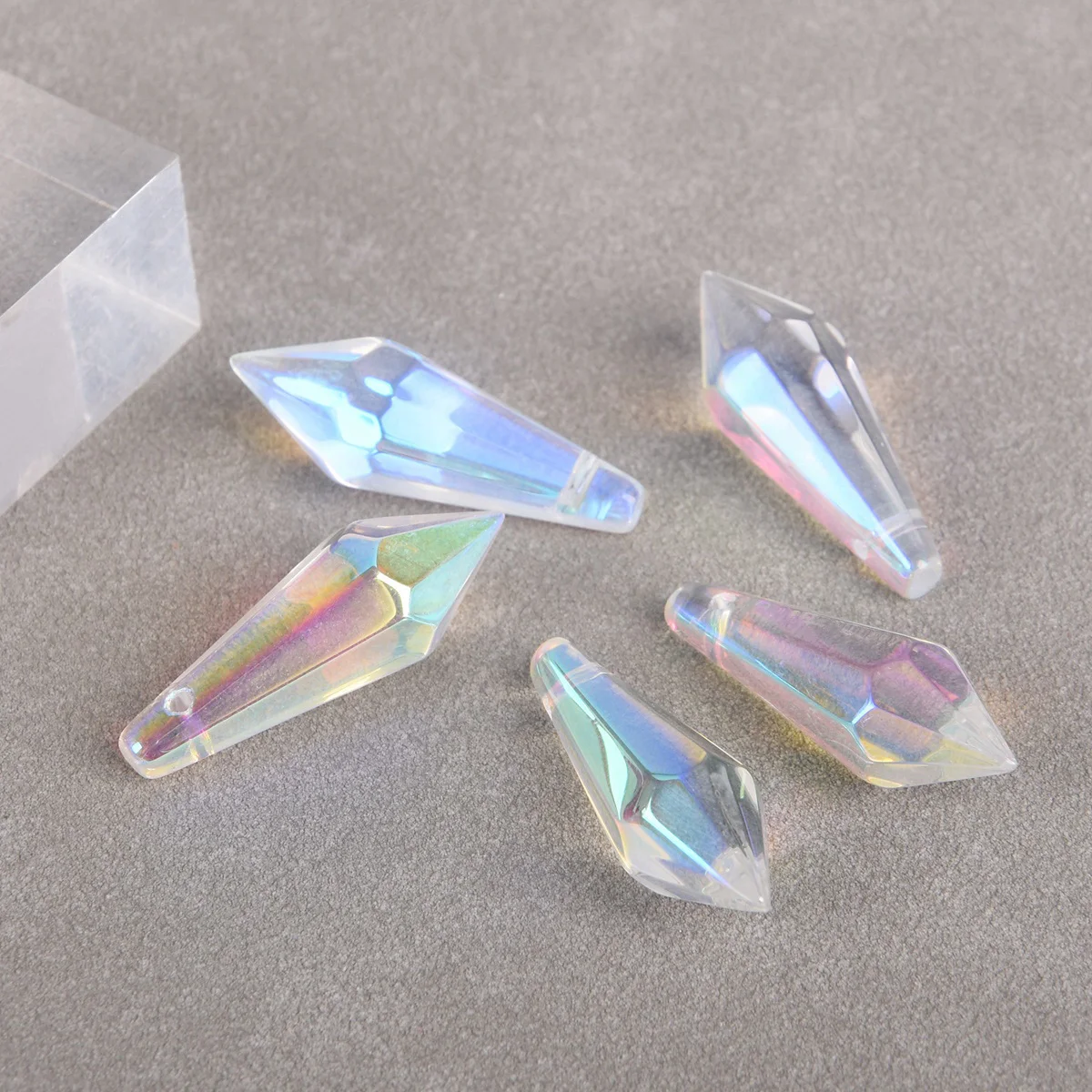 2pcs Bicone Prism Teardrop Cone Faceted Crystal Glass 35mm 53mm 78mm 98mm Loose Pendant For DIY Chandelier Crafts Jewelry Making