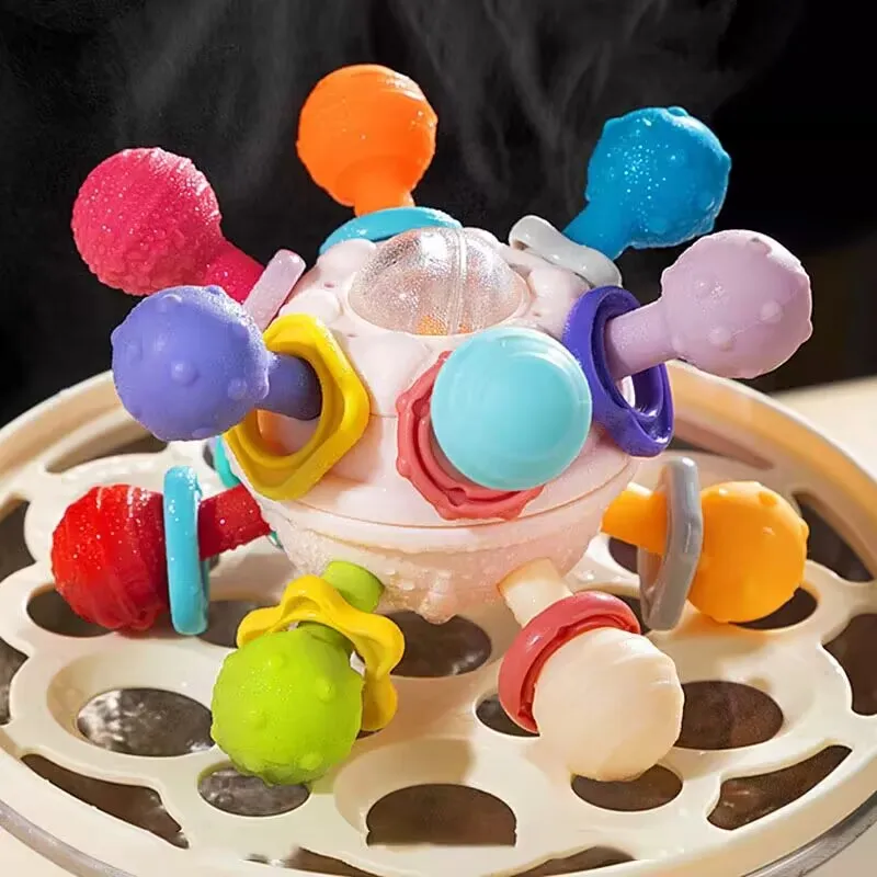 Jouets Montessori pour bébé de 0 à 12 mois, hochet sensoriel, anneau de dentition, jouets de développement d'activité de préhension, jouets de dentition en Silicone pour bébés