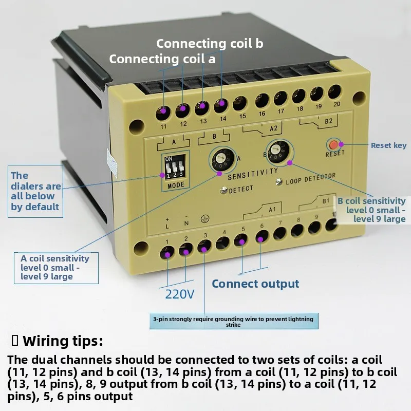Dual Ground Sensor Vehicle Detector Industrial Ground Sensor Coil Controller with Direction Recognition Vehicle Detector