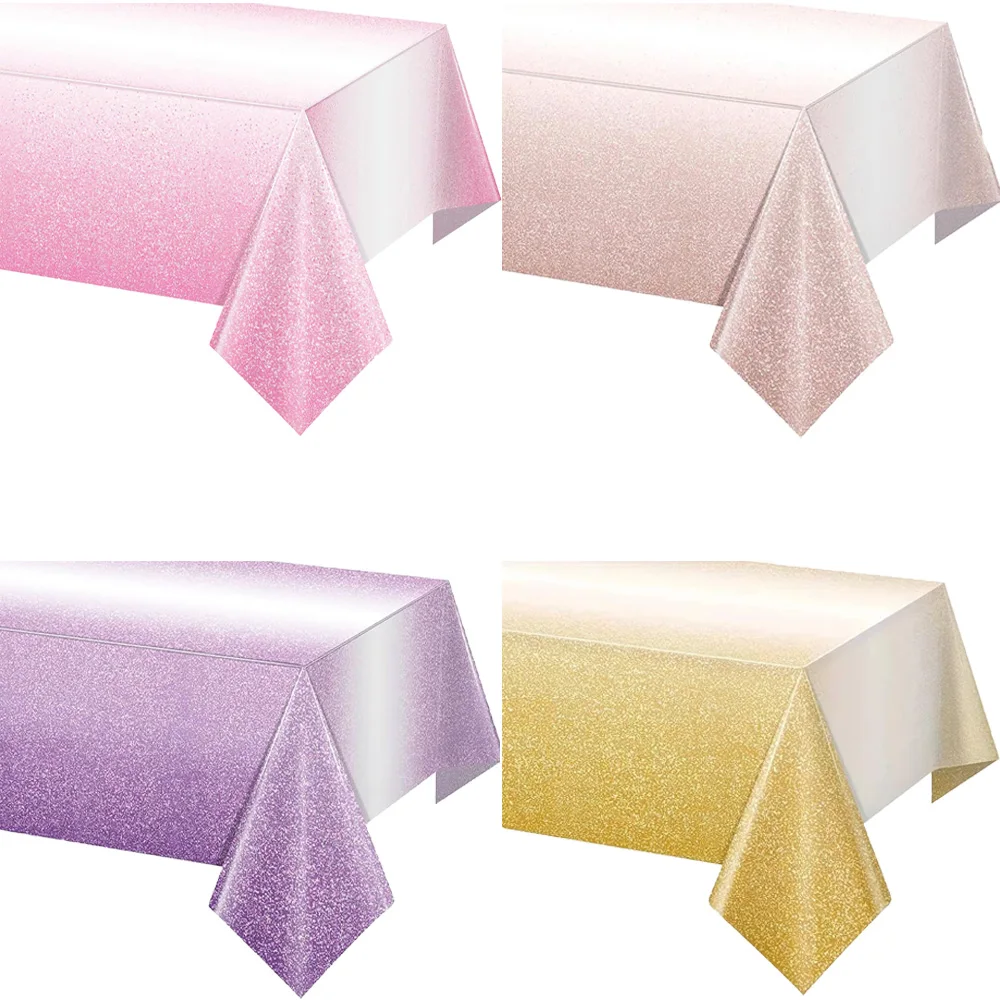

1PC Gradient Pastel Pink Disposable Tablecloth Pink Rose Gold Purple Tablecloths for Rectangle Tables for Wedding Birthday Party