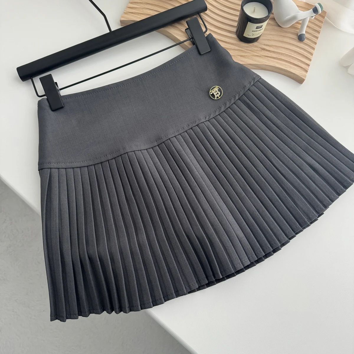 스커트 여성 모직 격자 무늬 타탄 학술 미니멀리스트 가을 겨울 두꺼운 따뜻한 전문 성숙한 레이디 직장 사무실