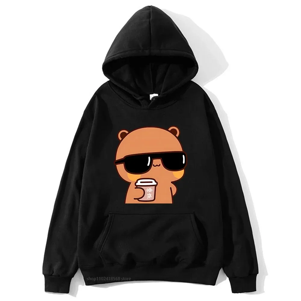 Couple Hoodies Bubu Is Watching Movie With Dudu Plus Size Sweatshirt Cartoon Kawaii Print Pullover Harajuku Men Women Sudaderas