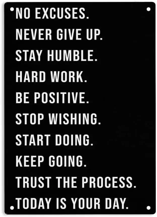 ERMUHEY No Excuses Stay Humble Inspirational Workout Gym Weightlifting Sports Sign Metal Tin Signs, Motivational Poster for Home