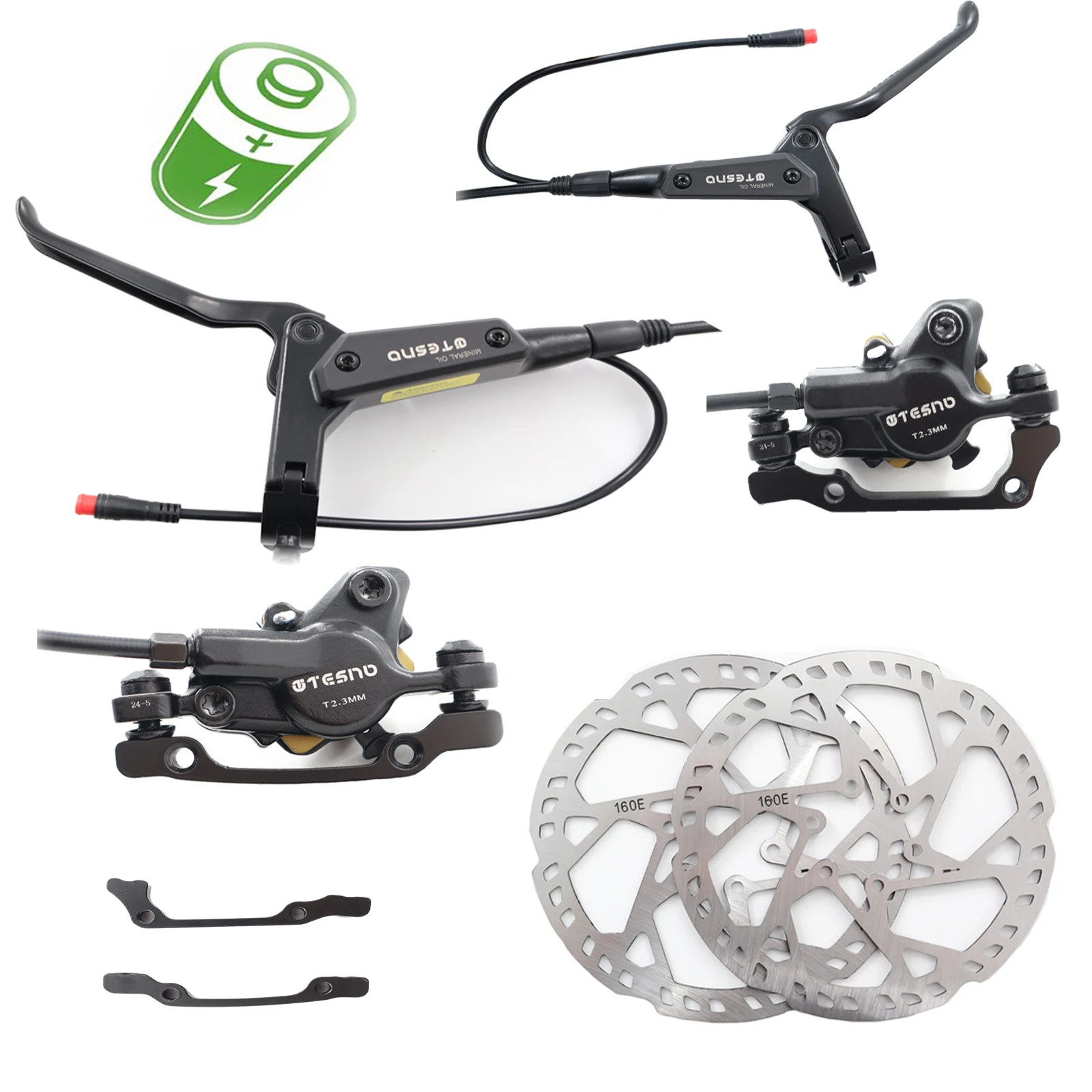 

TESNO EBike Hydraulic Disc Brake 2 Piston Scooter parts Bicycle Accessories 160mm Rotor Caliper Front Rear 850mm1700mm oil Set