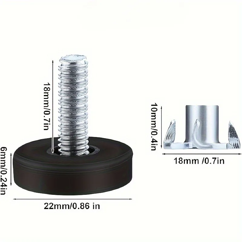 20 PCS Stainless Steel Adjustable Leveling Furniture Legs - Heavy Duty Non-Slip Base for Tables/Chairs/Cabinets/Sofas