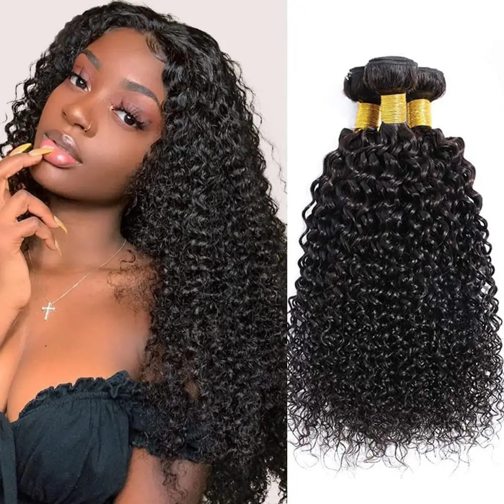 Ulrica Kinky Curly Bundles Natural Human Hair Curly Bundles Human Hair 100% Unprocessed Brazilian Hair Extensions Weaves