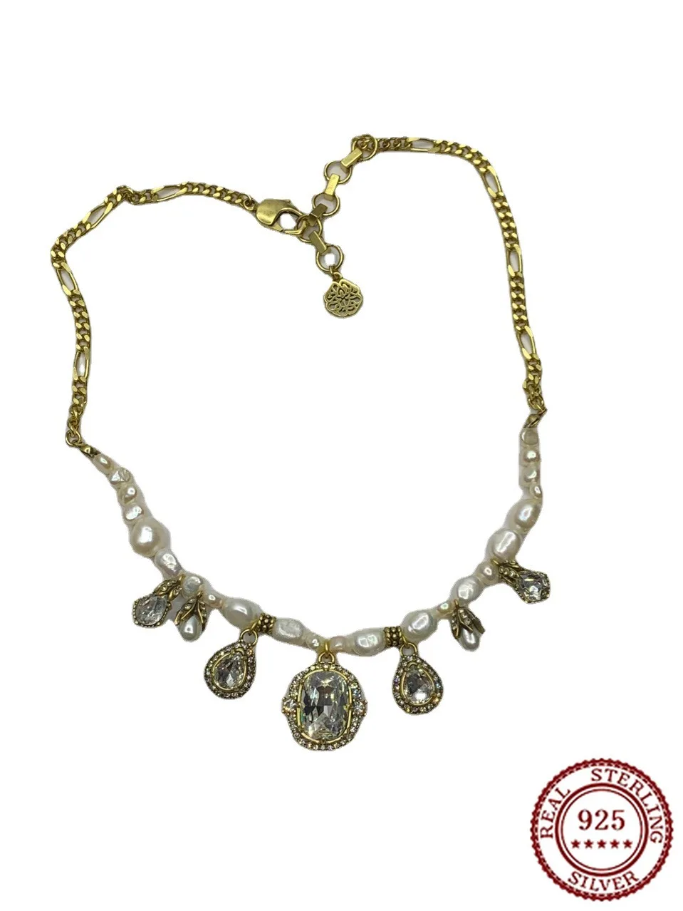 

2025 New Trend Classic Full Diamond Freshwater Pearl Necklace Women's Bracelet Light Luxury Collarbone Chain