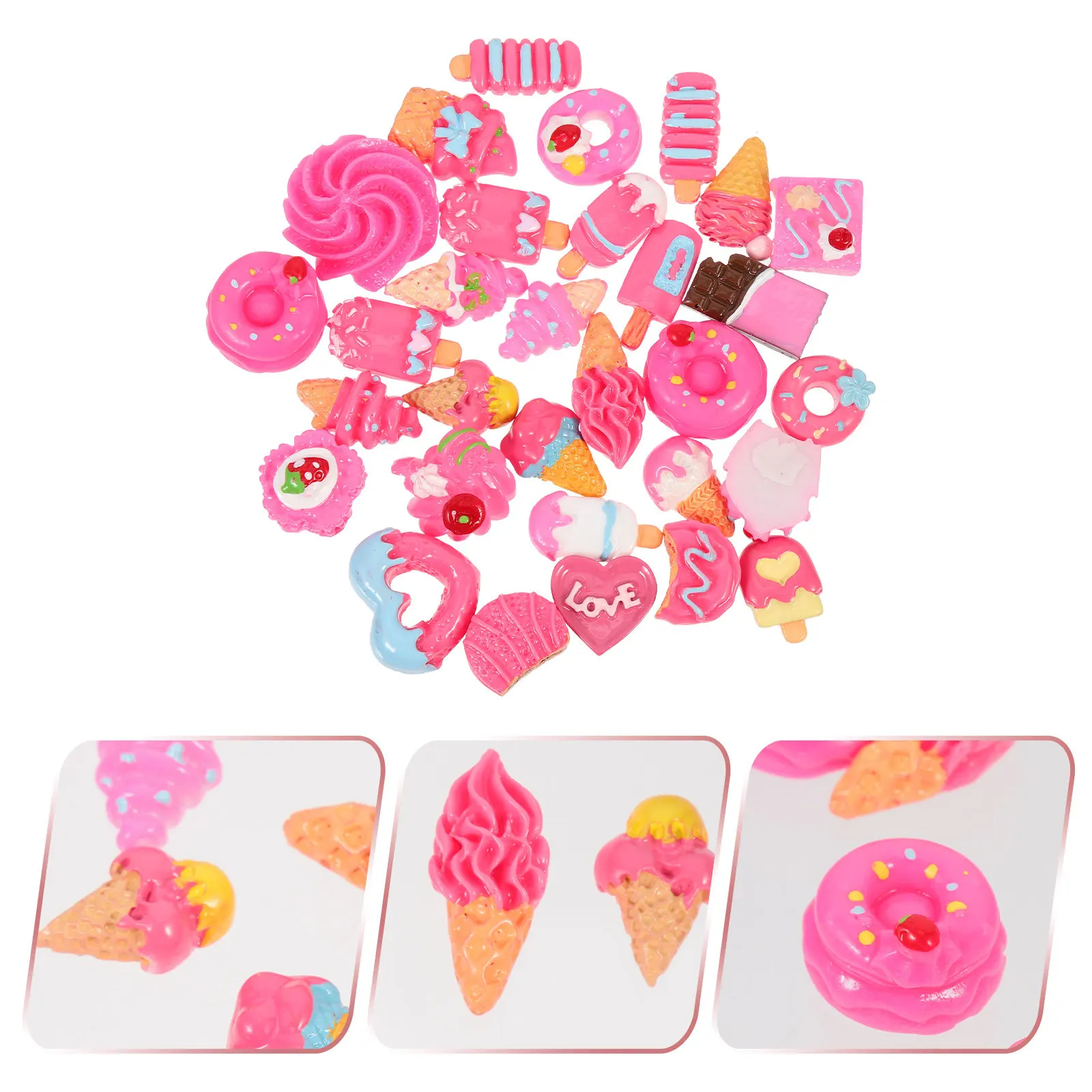 

30Pcs Simulation Food Resin Phone Cover Charms Handmade Decor Miniature Phone Shell Accessories Kawaii Nail Crafts
