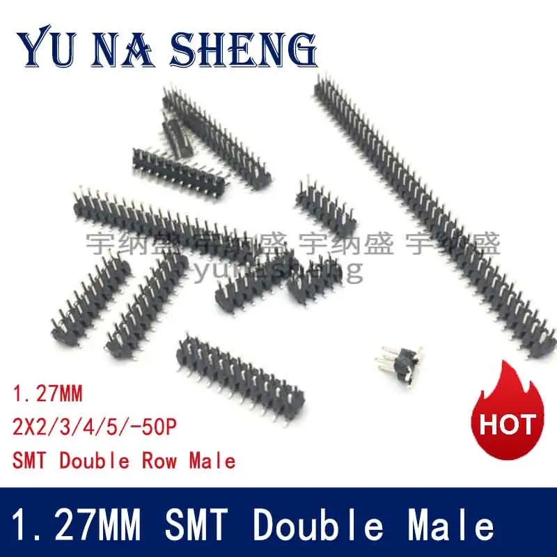 10PCS SMT 1.27 mm Double Row Male Breakaway PCB Board Pin Header Connector Pinheader 2*3/4/5/6/7/8/10/12/15/20/40p 3-50P 2x50p