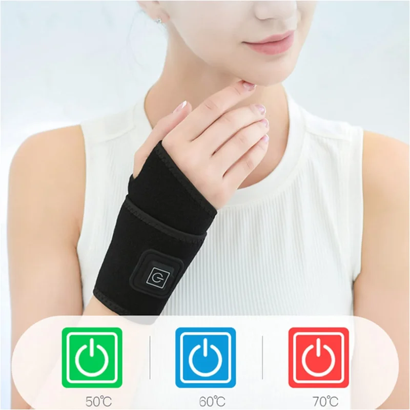 Electric Heated Wristband Adjustable Wrist Heating Pad Men Women Wrist Warmer Support for Injury Rheumatism Joint Pain Relief