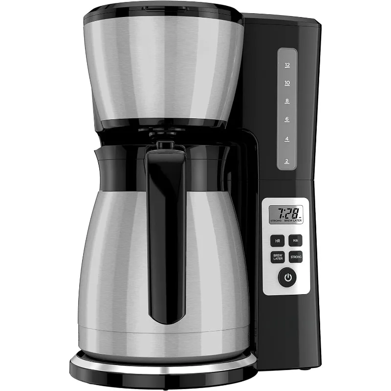 12 Cup Thermal Programmable Coffee Maker with Brew Strength and  Technology, Black/Steel, CM2046S