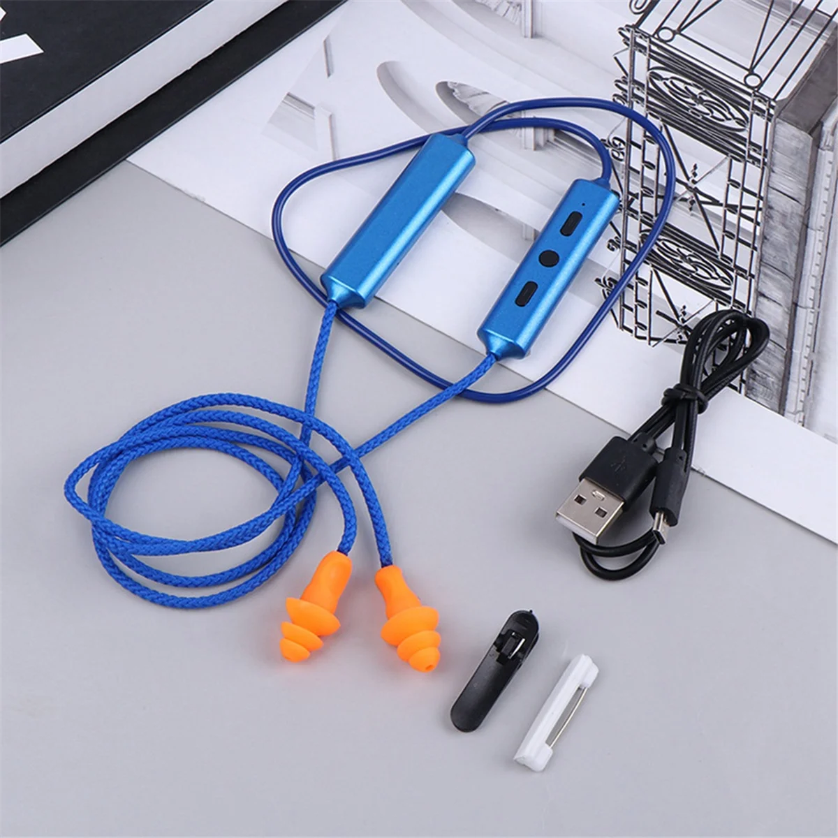 HOT Ear Plugs Bluetooth Earphone for Work, Noise Suppression, Hearing Protection,Construction Sites, Noisy Places Orange