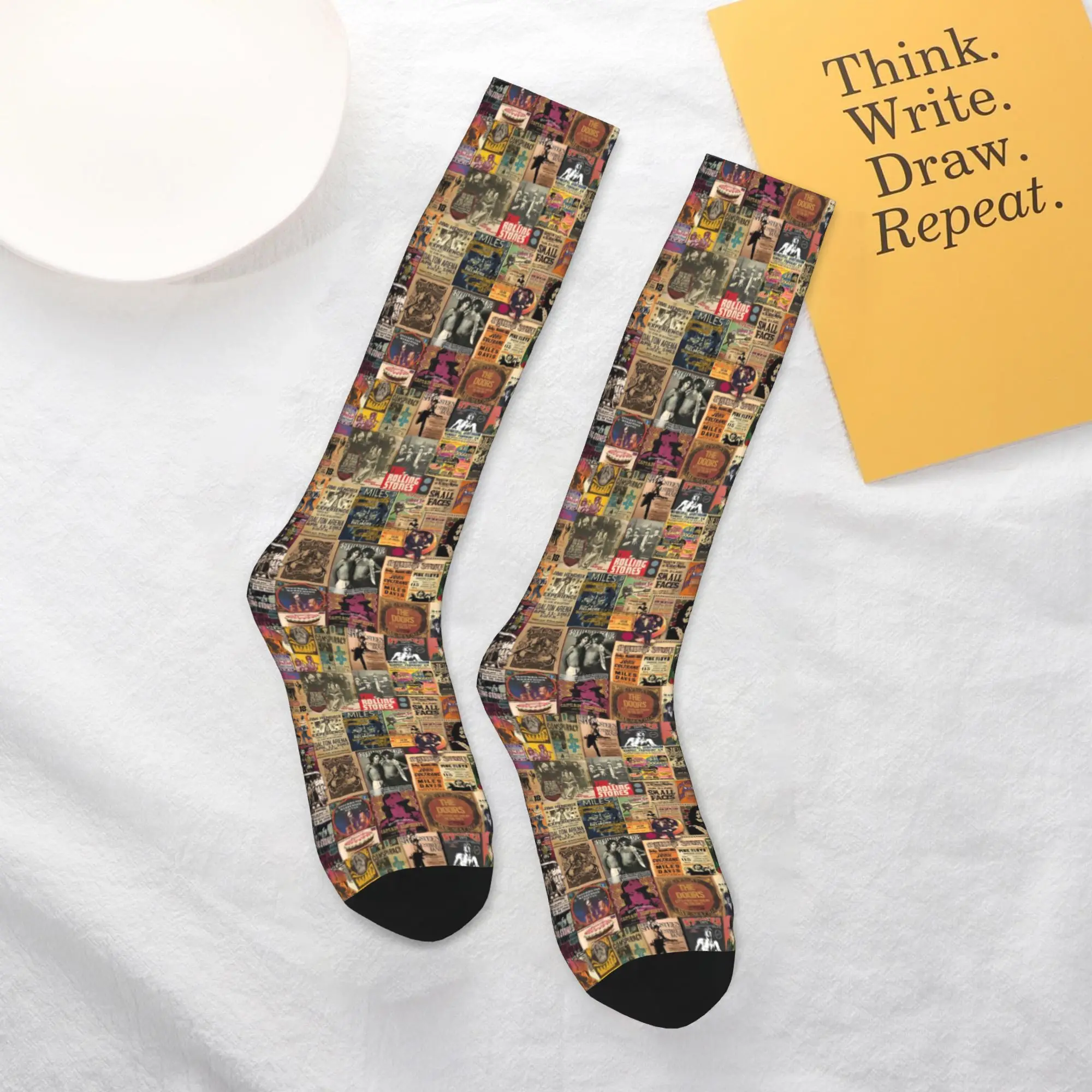 All Seasons Crew Stockings Rock n' roll stories Socks Harajuku Fashion Hip Hop Long Socks Accessories for Men Women Gifts