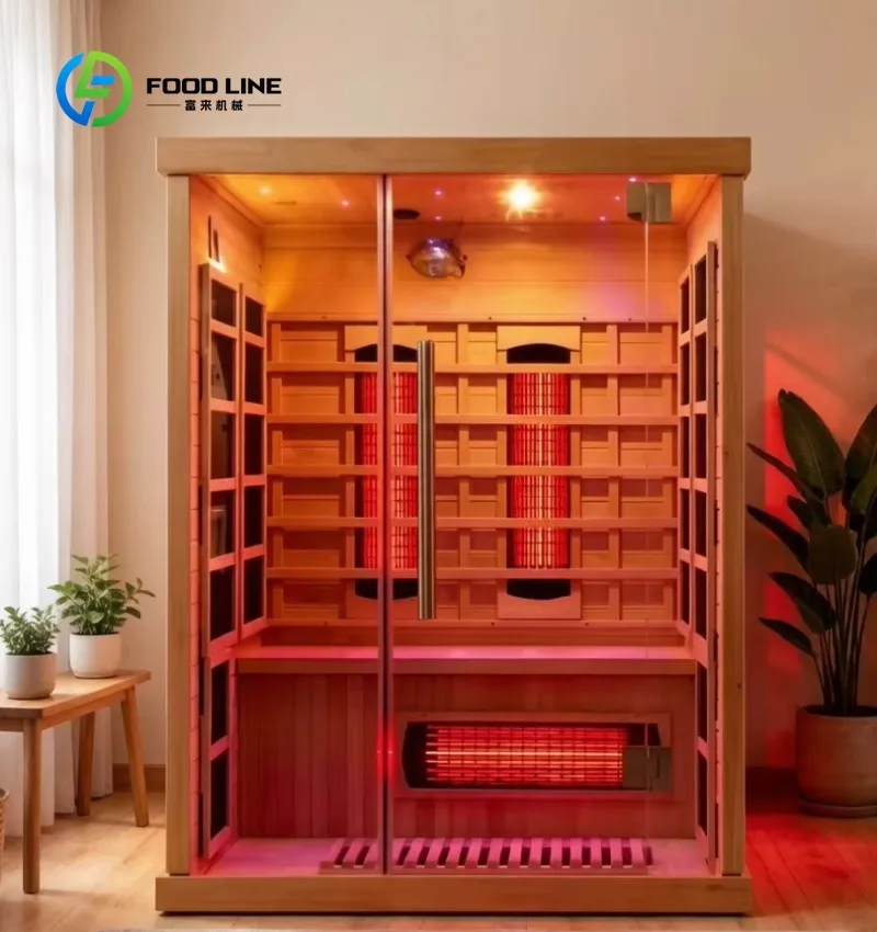 Custom made High Quality 2 Person Salt Therapy Room Infrared Full Spectrum Sauna Cabinet Hemlock Wood