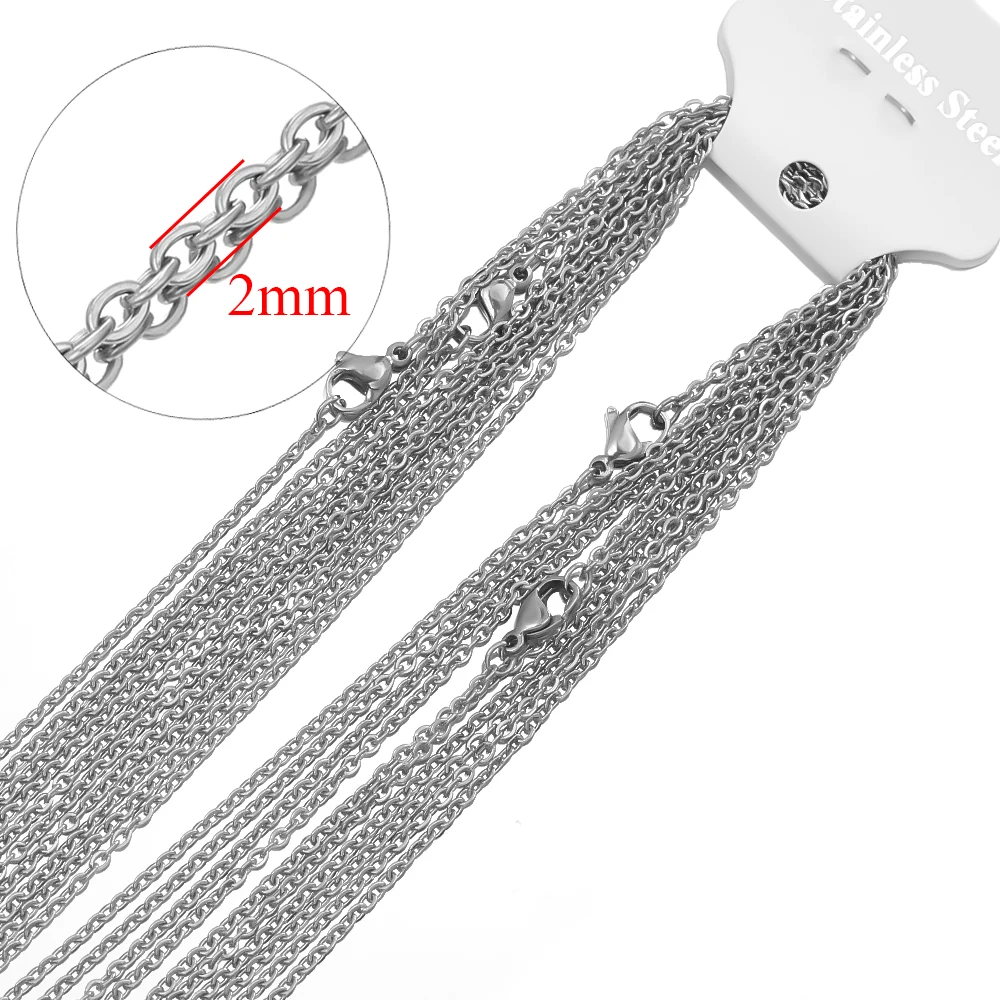 10 stks 50 cm 2mm Goud Kleur Rvs Schakelkettingen Kettingen Mode-sieraden Cubaanse Kettingen Groothandel Ketting DIY ambachten Levert