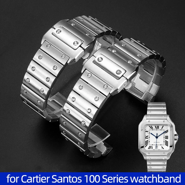 Solid stainless steel watch band for Cartier Santos 100 Series men s wristband bracelet 23mm butterfly buckle Watch accessories AliExpress 1511